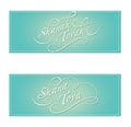 Social Media banner, Shana Tova, Shanah Tovah Graphic Text on Blue Green background Royalty Free Stock Photo