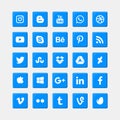 Social media blue square 3d icons set Royalty Free Stock Photo