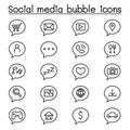 Social media bubble icon set in thin line style Royalty Free Stock Photo