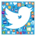 Twitter bird among social media icons