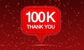 Social Media Celebration 100k. 3D Design of Red Like Bubble Sign with Star Particles