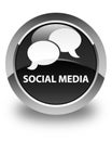 Social media (chat bubble icon) glossy black round button Royalty Free Stock Photo