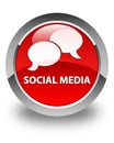 Social media (chat bubble icon) glossy red round button Royalty Free Stock Photo