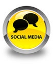 Social media (chat bubble icon) glossy yellow round button Royalty Free Stock Photo