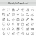 Social media collection thin line icons for highlights covers, female account, blogger stories, lifestyle fashion