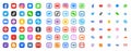 Social Media Color Flat Web Icons Collection Vector