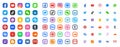 Social Media Color Flat Web Icons Collection Vector