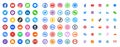 Social Media Color Round Web Icons Collection Vector
