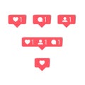 Social media comment, follower and notification icons