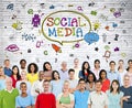 Social Media Communications Group with Symbols Royalty Free Stock Photo