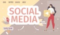 Social Media Company Flat Vector Web Banner