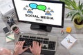 Social media concept on a computer Royalty Free Stock Photo