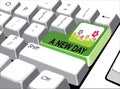 Social media concept: Enter button with a new day on computer Royalty Free Stock Photo