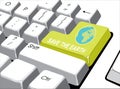 Social media concept: Enter button with save the earth on computer Royalty Free Stock Photo