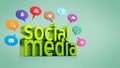 Social media concept with green text and media speech balloons. 3D illustration Royalty Free Stock Photo