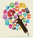 Social media concept pencil tree Royalty Free Stock Photo