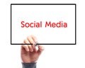 Social Media Concept Whiteboard With Businessman Hand Drawing Royalty Free Stock Photo