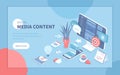 Social Media Content. Marketing strategy to attract users attention. Viral Marketing and Social Media Sharing. Isometric vector Royalty Free Stock Photo