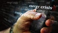 News titles on screen in hand with Energy crisis 3d illustration