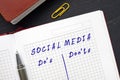 SOCIAL MEDIA Do`s and Don`ts inscription on the page