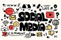 Social media. Duddle collection of icons for prints, illustrations, stickers, postcards Royalty Free Stock Photo