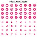 Social media elegant pink rose icons for web and graphics uses