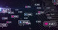 Social media engagement image over digital fingerprint background