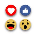Social media face reaction emojis flat icons