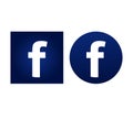 Social media facebook icon in dark blue background Royalty Free Stock Photo