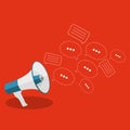 Social Media Flat Concept with Megaphone and Speech Bubles Messages Vector Illustration Royalty Free Stock Photo