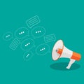 Social Media Flat Concept with Megaphone and Speech Bubles Messages Vector Illustration Royalty Free Stock Photo