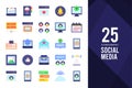 25 Social Media Flat icon pack. vector illustration Royalty Free Stock Photo