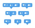 Social Media followers, comments, likes vector set