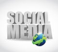 Social media globe post message illustration Royalty Free Stock Photo