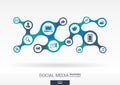 Social media. Growth abstract background with integrated metaballs