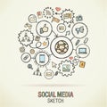 Social media hand draw sketch icons Royalty Free Stock Photo