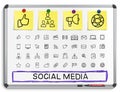 Social media hand drawing line icons. Royalty Free Stock Photo