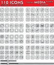 Social Media Hand-Drawn Icons - 110 Icons Set Royalty Free Stock Photo