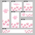 Social media header and banner set with illustration of heart candies for Valentine`s Day. Royalty Free Stock Photo