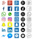 Social media icon for Facebook, Whatsapp, Skype, Youtube, Instagram, Snapchat, Hangout, Twitter Royalty Free Stock Photo