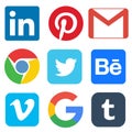 Social media icon for Linkedin, Pinterest, Gmail, Chrome, Google, Twitter, Behance, Vimeo, Tumbler