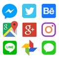 Social media icon for Linkedin, Pinterest, Gmail, Chrome, Google, Twitter, Behance, Vimeo, Tumbler Royalty Free Stock Photo