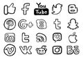 Social Media Icon Logos Watercolor Ink Brush Style