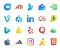 20 Social Media Icon Pack Including adidas. basecamp. lastfm. question. yelp Royalty Free Stock Photo