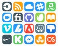 20 Social Media Icon Pack Including adobe. adsense. google duo. video. ibooks