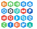 20 Social Media Icon Pack Including adobe. creative cloud. car. paypal. email