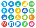 20 Social Media Icon Pack Including adobe. envato. ads. feedburner. baidu Royalty Free Stock Photo