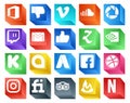 20 Social Media Icon Pack Including adwords. kickstarter. twitch. nvidia. like