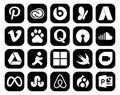 20 Social Media Icon Pack Including aim. music. video. sound. open source