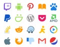 20 Social Media Icon Pack Including aim. reddit. cms. overflow. question